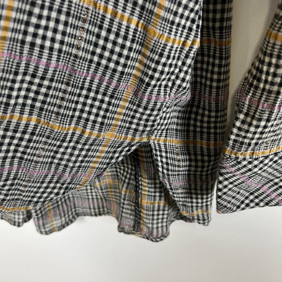 Women’s Free People Plaid Long Sleeve Button Down Top Shirt Small Oversized Boho - Picture 5 of 9